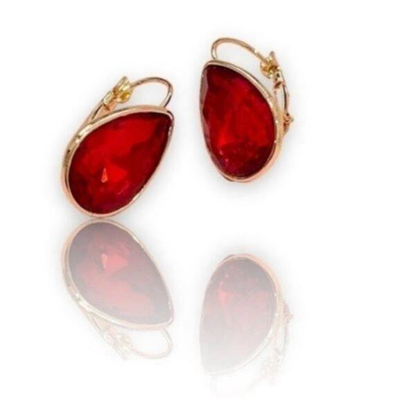 Red Teardrop Earrings - Picture 1 of 6